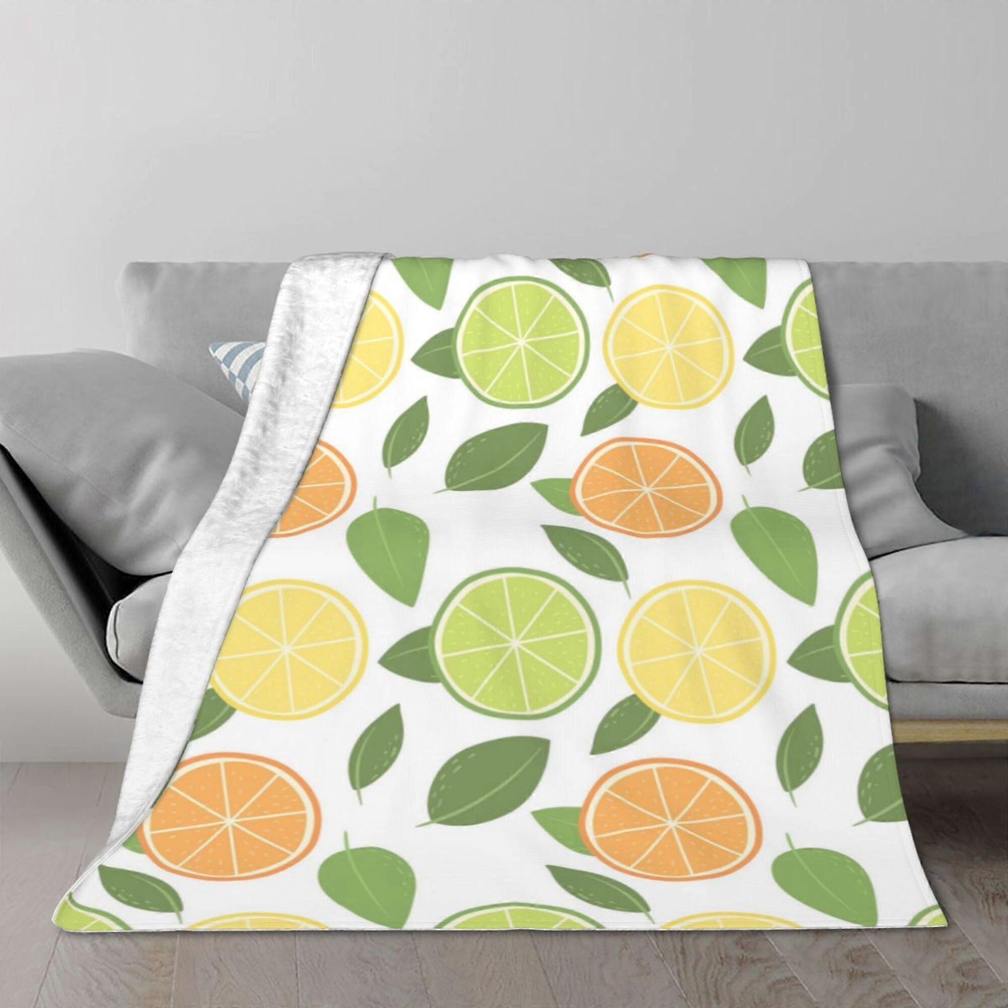 Mantas de Ar Condicionado Aconchegante e Macio com Padrão de Limão e Lima Cítrico - ZXWQ203