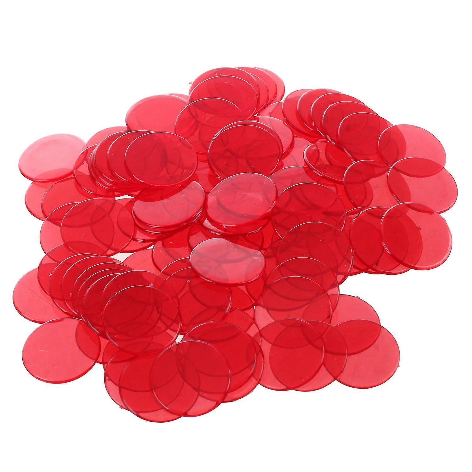 100Pcs Clear Red Plastic Bingo Chips 1.9cm