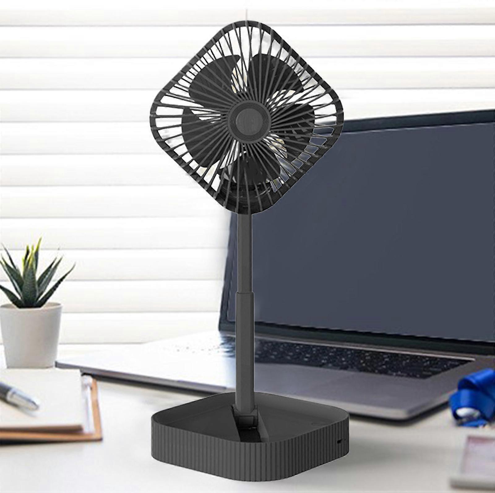 Mini Fan Pedestal Fan - Foldaway Standing Fan Foldable Desk Fan Wireless Use 1200Mah Rechargeable Battery Control Telescopic 3Speed Quiet Fan For Home