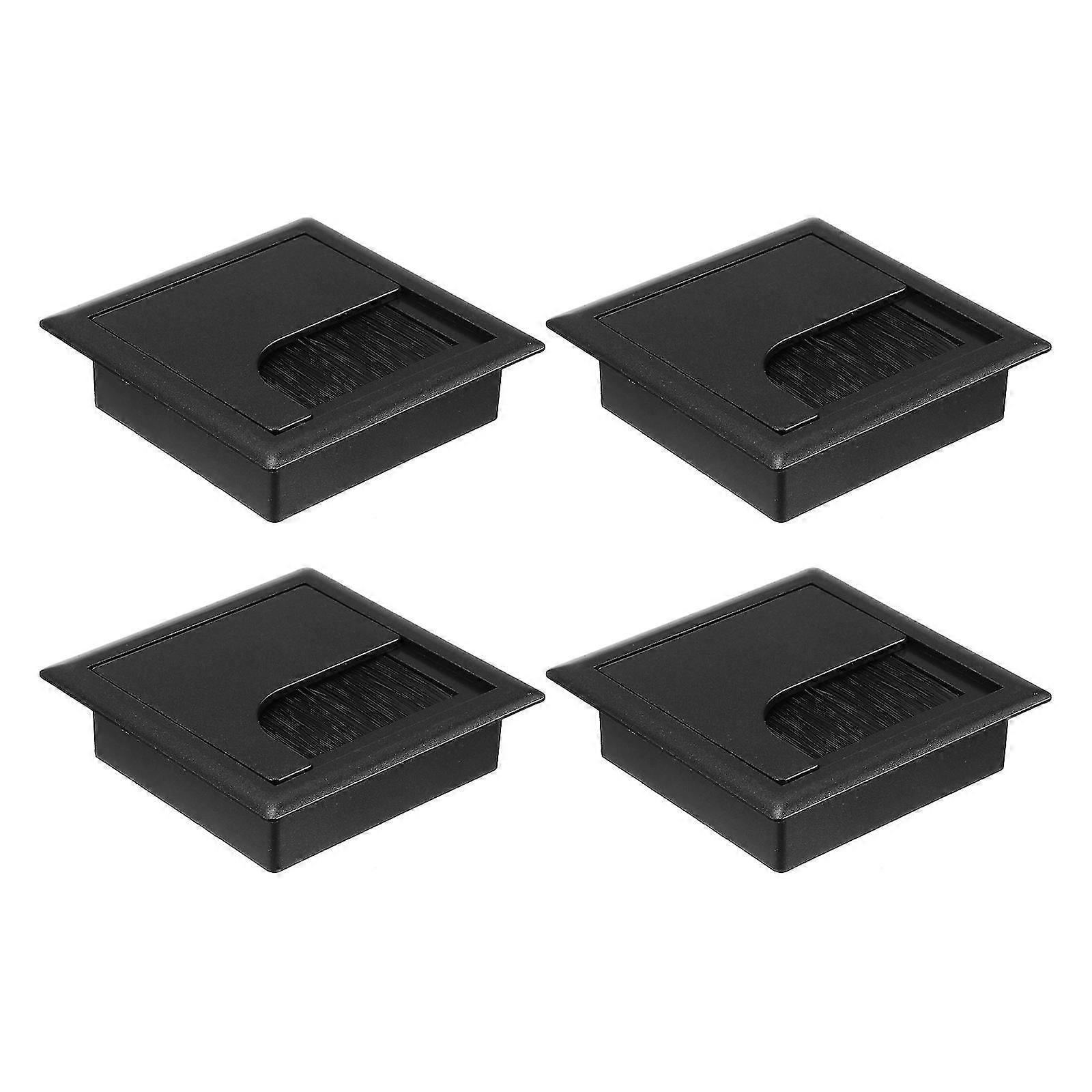 4pcs Computer Desk Cable Hole Cover Organizer Desk Cord Management Box (Black) Z