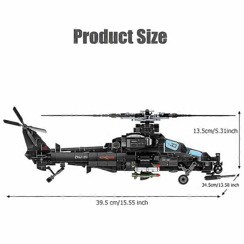 704PCS Z-10 طقم بناء نموذج طائرة هليكوبتر حربية للجيش - التعلم التفاعلي STEM SWAT Airpla المسلح
