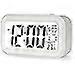 White digital alarm clock LED display
