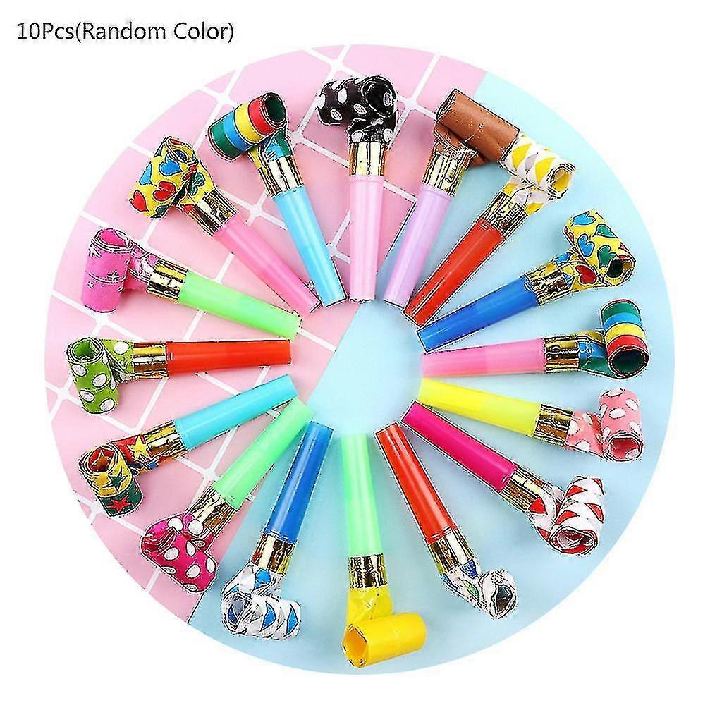 Születésnapi parti síp 10 db-os vegyes színű kültéri játékhoz, beltéri parti kiegészítőhöz (szín: színes)