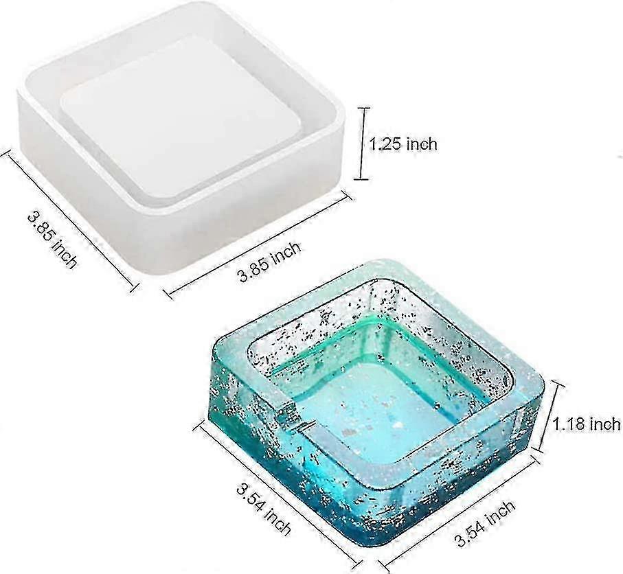2 Packs Square Ashtray Molds For Resin Casting Silicone Molds For Ashtrays Diy Resin Art Molds For Epoxy Resin