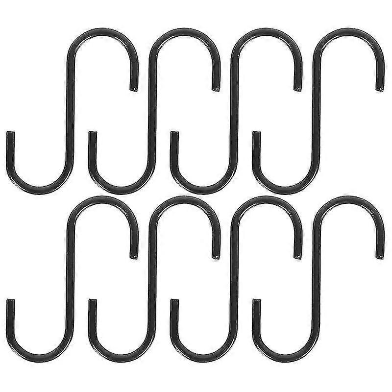 8pcs Iron Thicken Hanging Hooks Creative S-shape Black Hooks For Home Kitchen