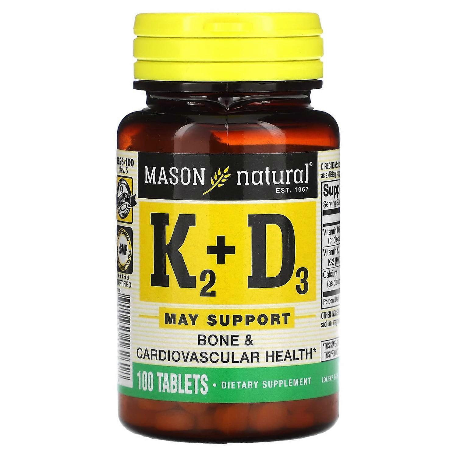 Mason Natural, Vitamin K2 Plus Vitamin D3, 100 Tablets