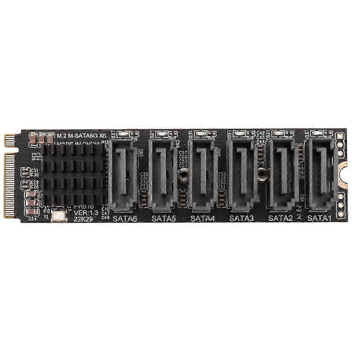 M.2 MKEY PCI-E Riser Card M.2 NVME To SATA3.0 PCIE To SATA 6Gpbsx6-Port Expansion Card ASM1166
