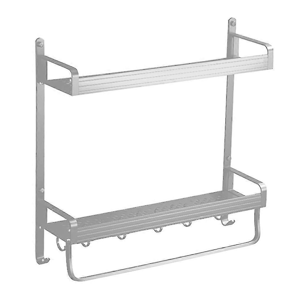 modern double layer shower rack aluminum bathroom shower silver