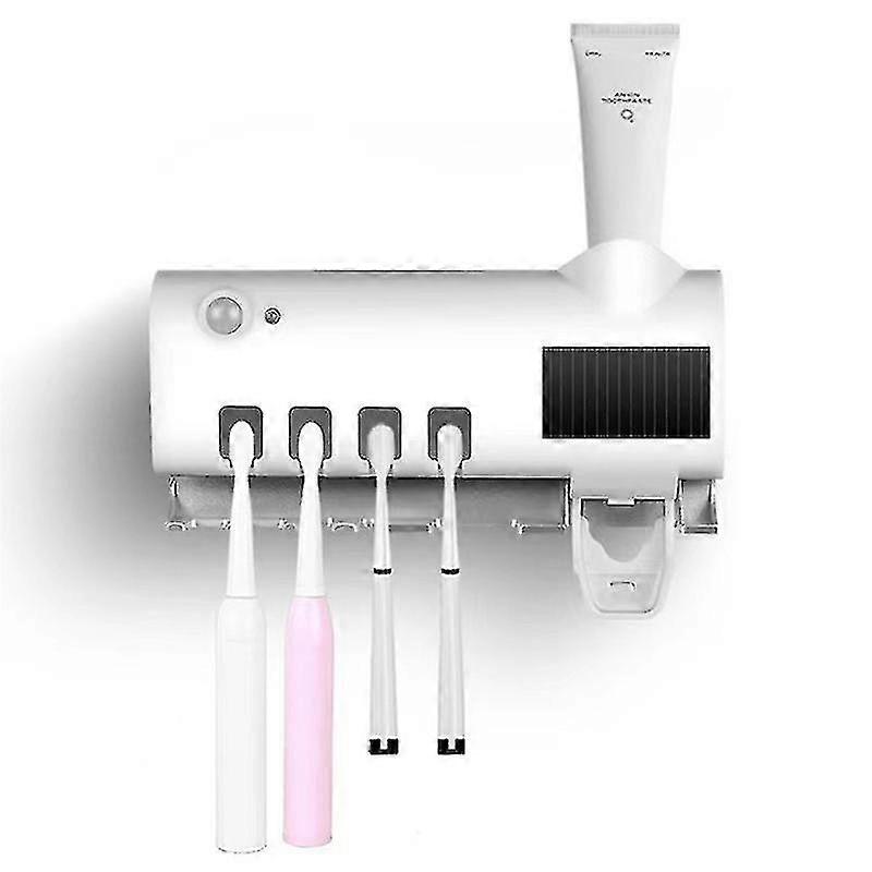 Electric Toothbrush Holder Wall Mounted, Electric UV Toothbrush Sanitizer, Automatic Toothpaste Dispenser Squeezer Kit