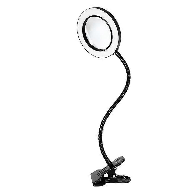 Daylight LED 10X Magnifying Lamp Rechargeable with Metal Clamp - Illuminated Optical Glass Magnifier Lens with 3 colors, 10 gears light adjustment & D