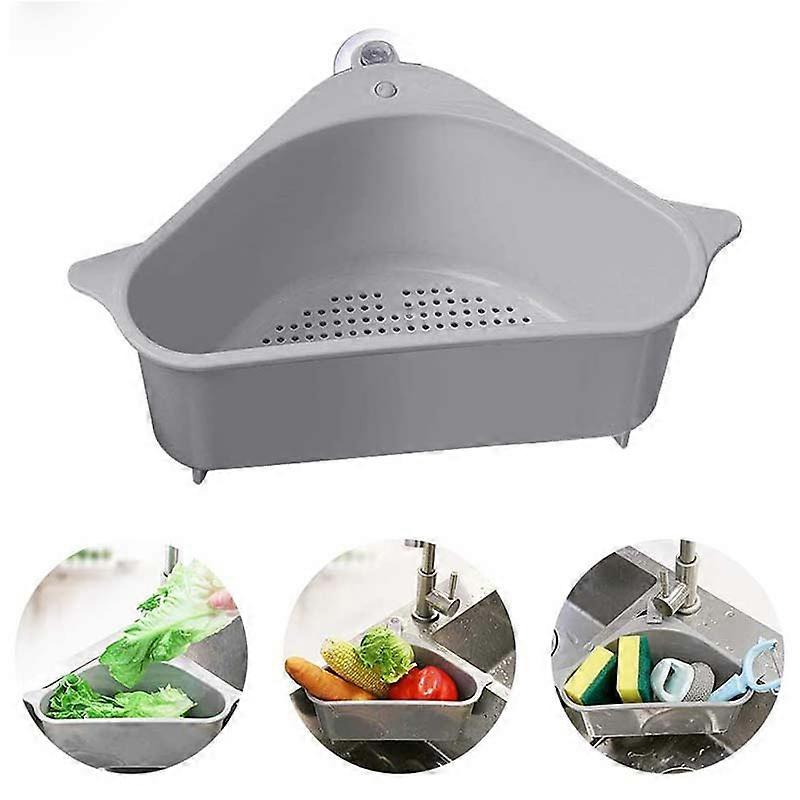 Triangular Sink Strainer Drain Fruit Vegetable Drainer Basket Suction Cup Sponge Rack Storage Kitchen Tools Sink Filter Shelf