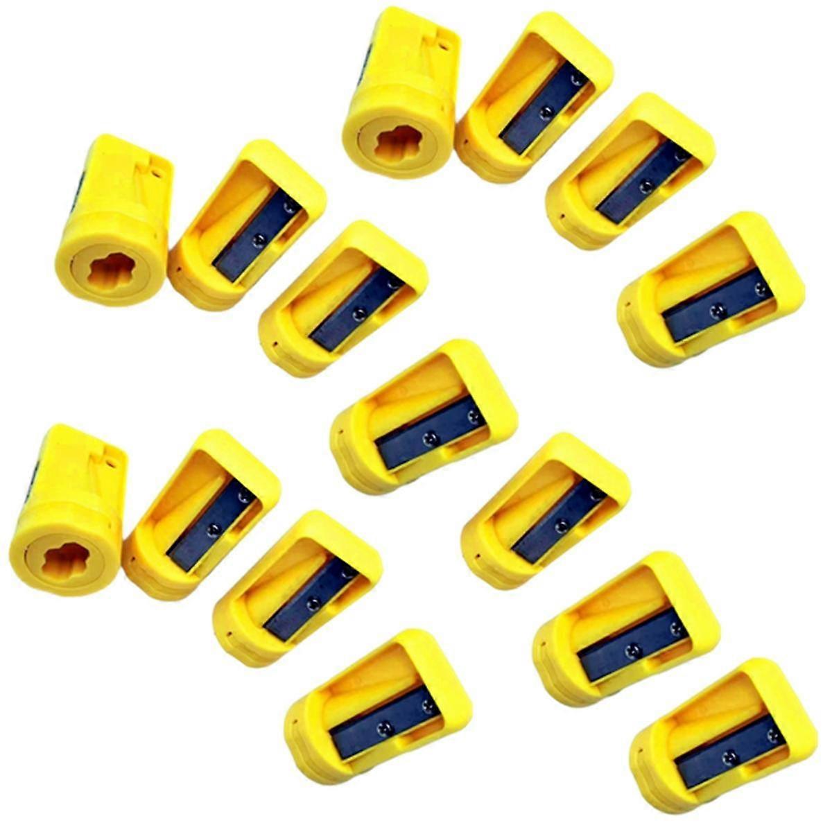 15pcs Octagonal Carpenter Pencil Sharpener Square Oval Carpenter Pen Manual Sharpener Yellow