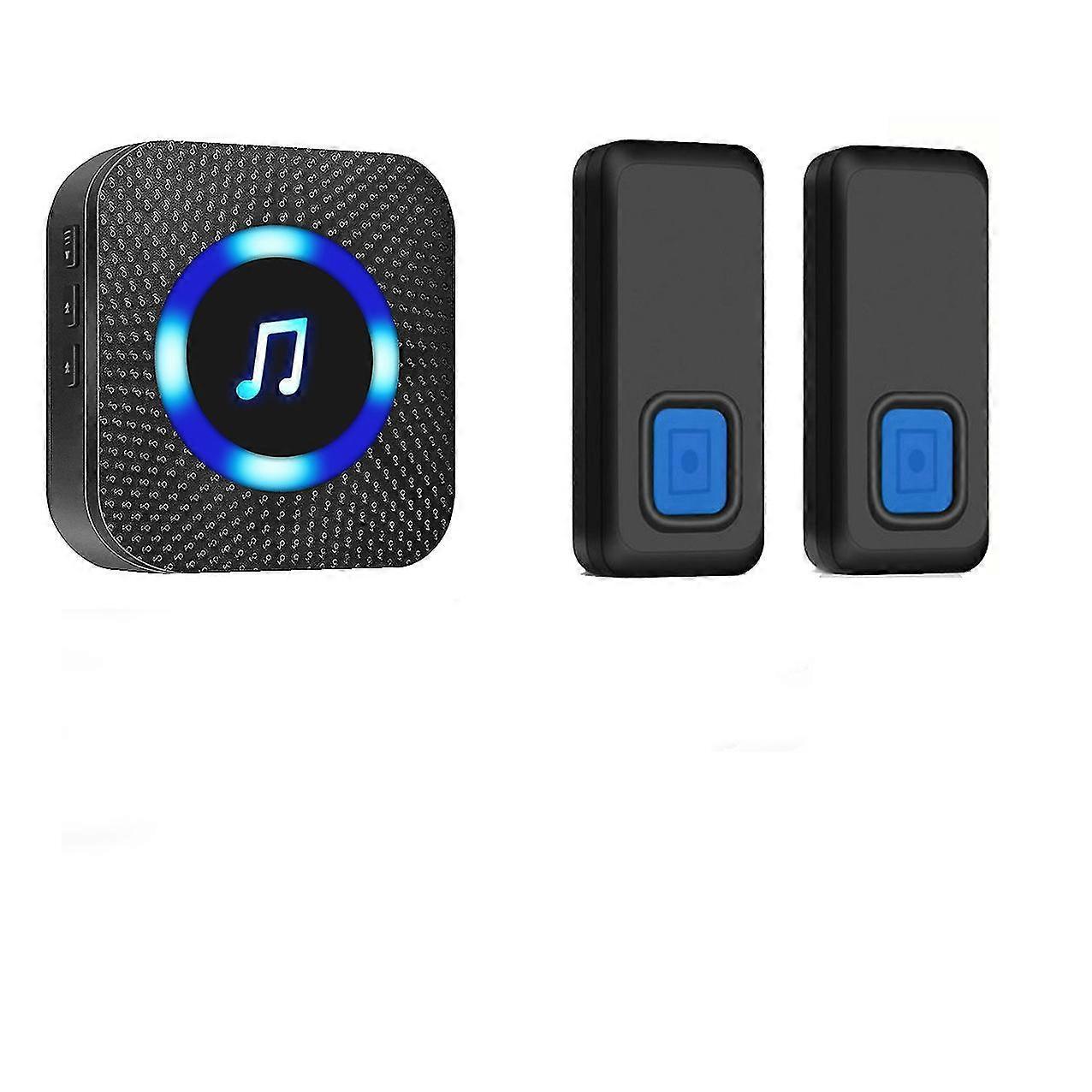 Wireless Doorbell, Waterproof Door Bell Battery Operated At 1300 Ft Kits With 1 Plug In Receiver 2 Push Chime Transmitters Remote Buttons