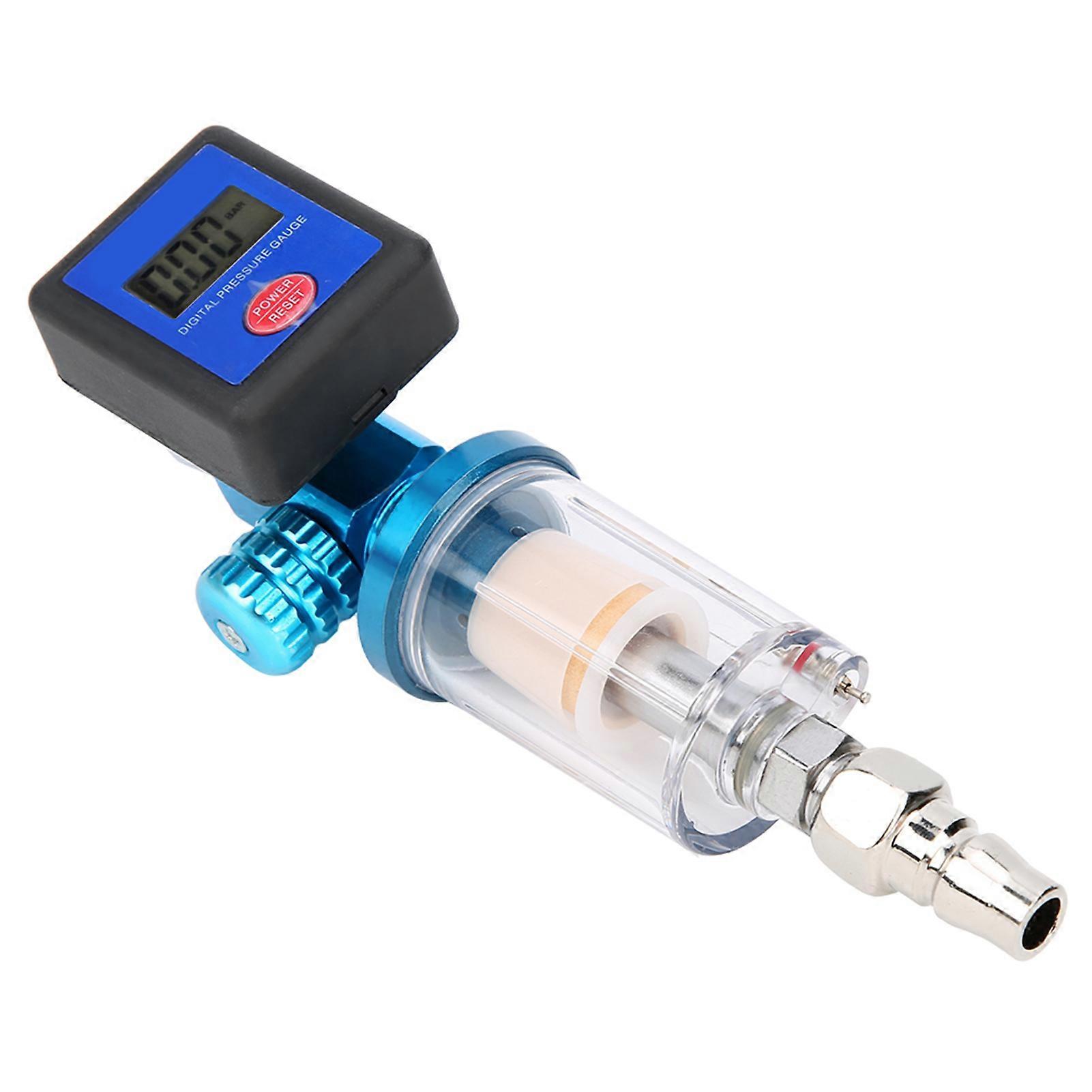 Digital Air Regulator Pressure Display Water Trap Filter 1/4in Thread with Connector MF08 MF01