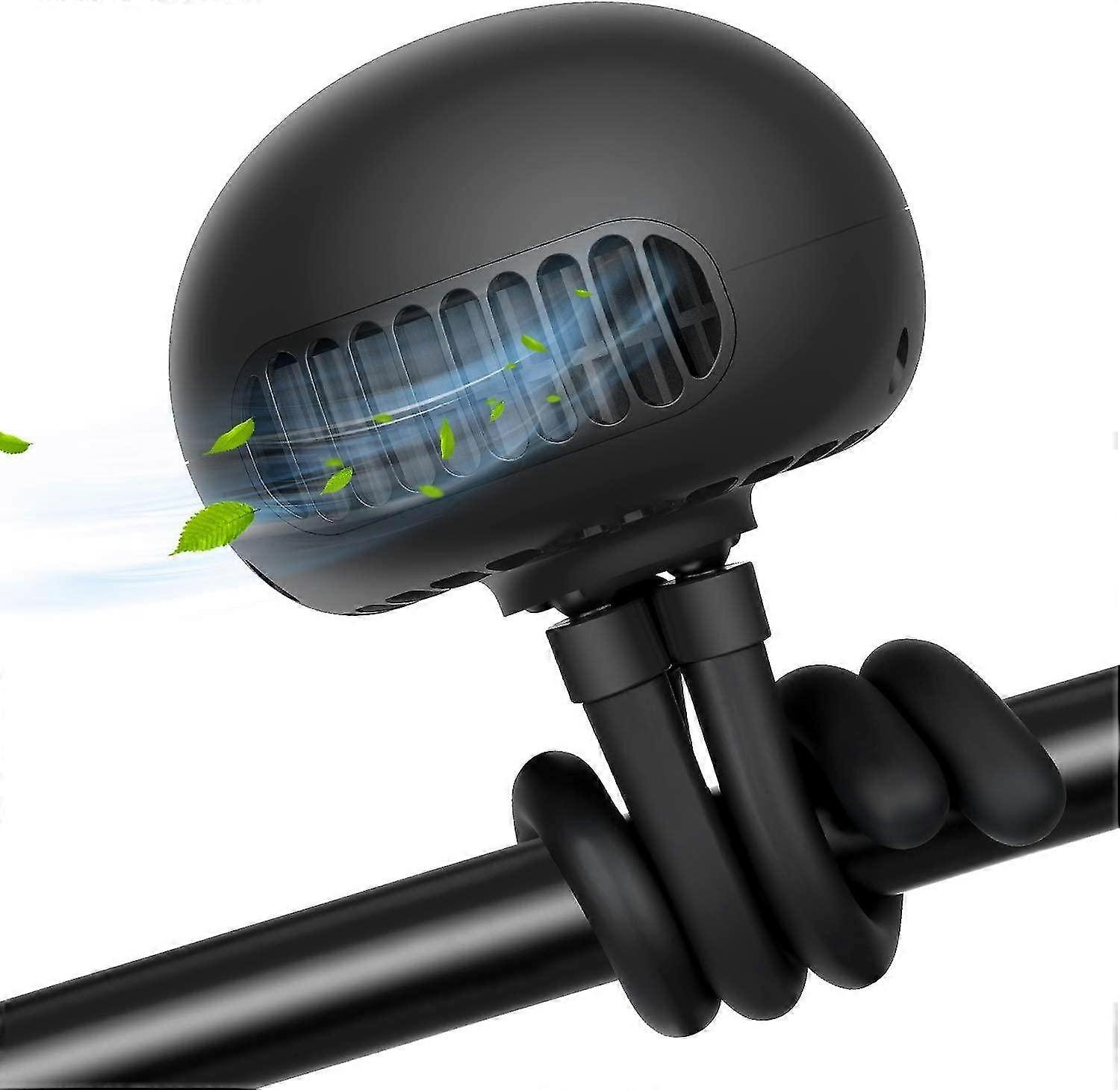 Stroller Fan Bladeless Portable Fan Mini Fan with Flexible Tripod, Clip on Fan 3 Speeds Rechargeable