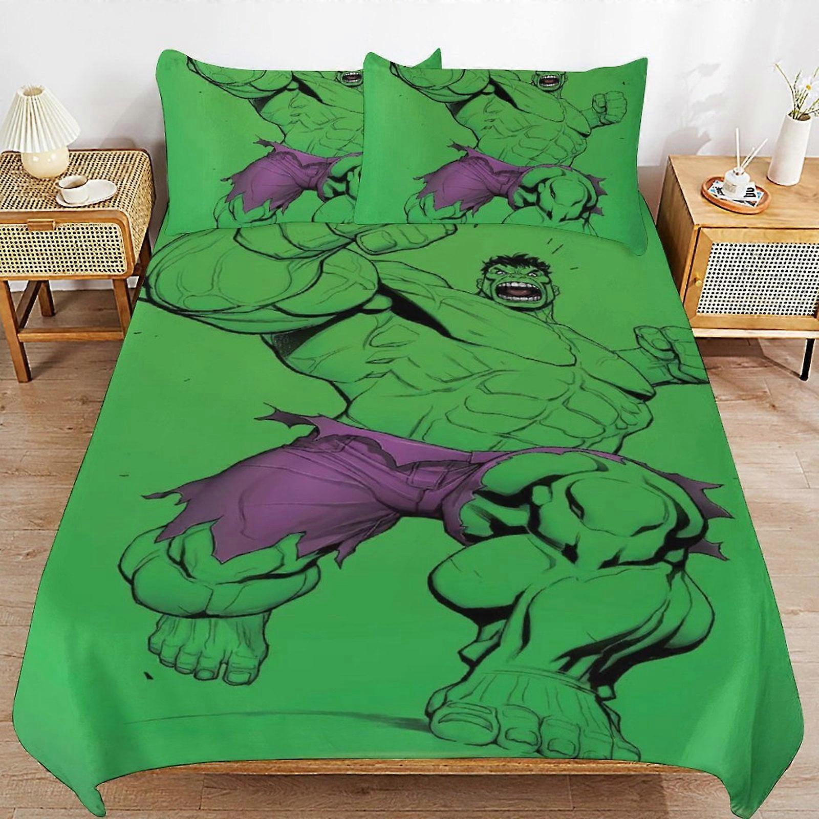 Bäddset NK324 Hulk Sängkläder Ultra Mjuk hudvänlig Påslakan 3 delar, Söt Täcke Överdrag Bäddset PC324