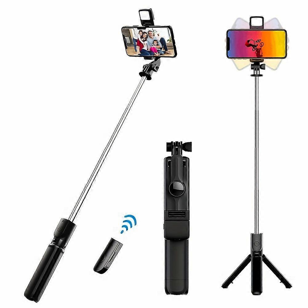 Selfie Stick With LED Light, Including Tripod, Phone Holder, And Wireless Remote Control. Rechargeable Dimmable Selfie Light For Live Streaming, Makeu