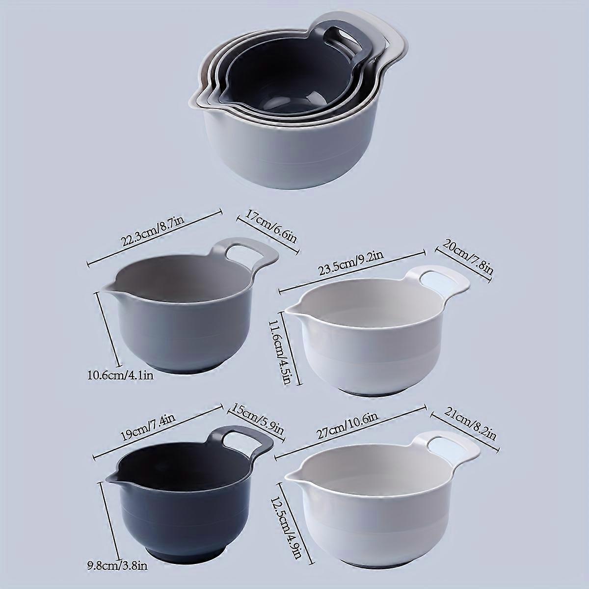 4pcs, Mixing Bowls, Nesting Plastic Mixing Bowl Set With Pour Spouts And Handles