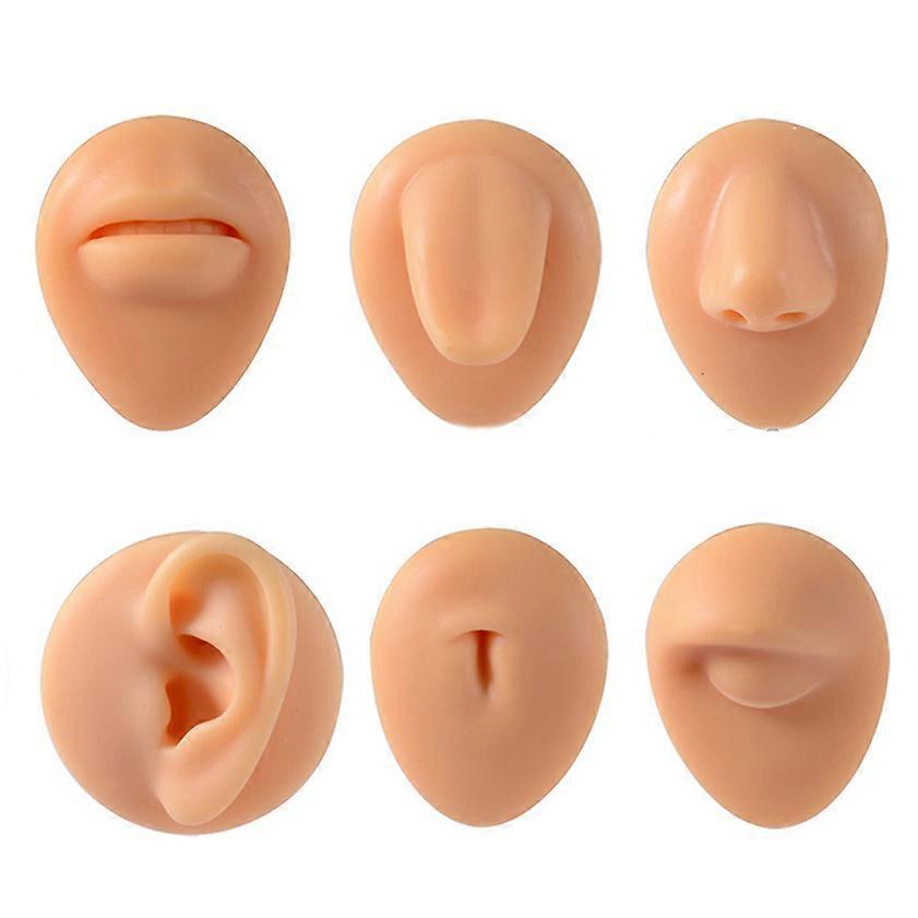 Mannequin ventre en silicone simulé, formation à l’enseignement du piercing, lèvres, yeux, nez, ensemble de 6 pièces