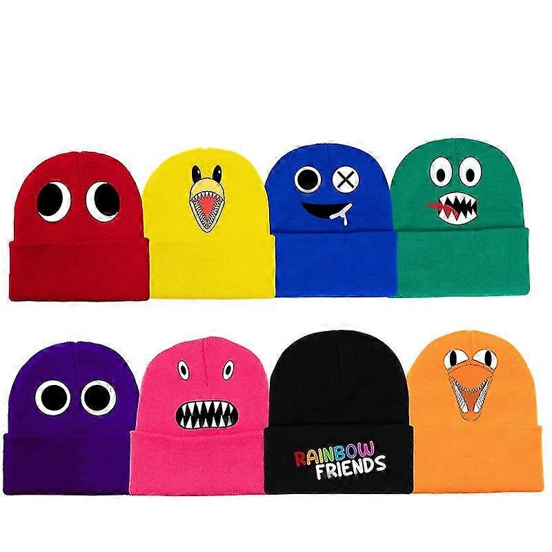 Roblox Rainbow Friends Student Knitted Hat Printed Curl Wool Hat Men Women Autumn Winter Hats