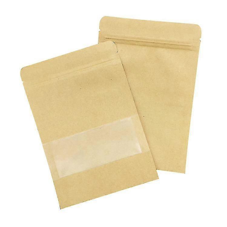 50pcs Kraft Paper Bag With Zipper Small Paper Bag With Window