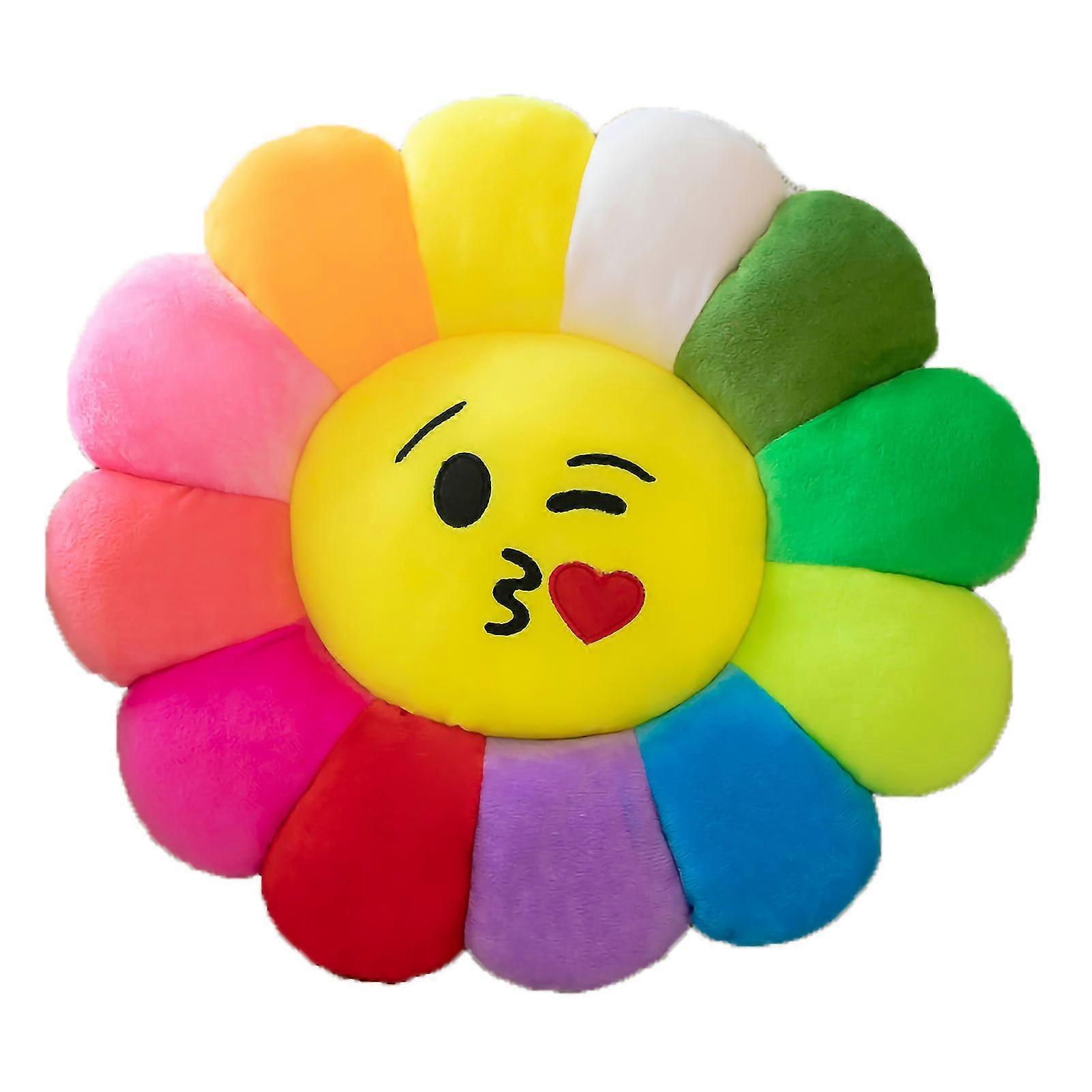 Colorful Sunflower Cushion Flower Pillow for Office Sofa Cartoon Expression Design