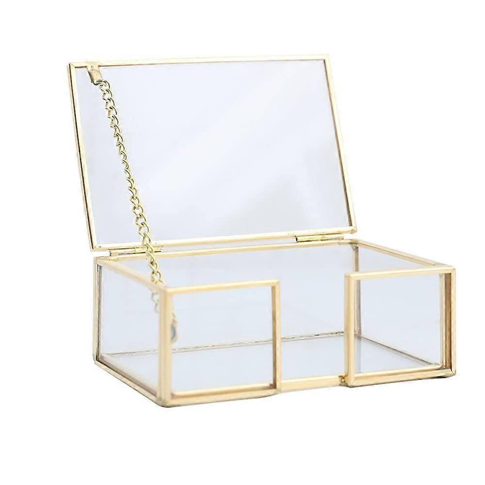 2025 New Business Card Holder, with Mirror Bottom and Stand for Office Desktop Countertop, Glass, Gold