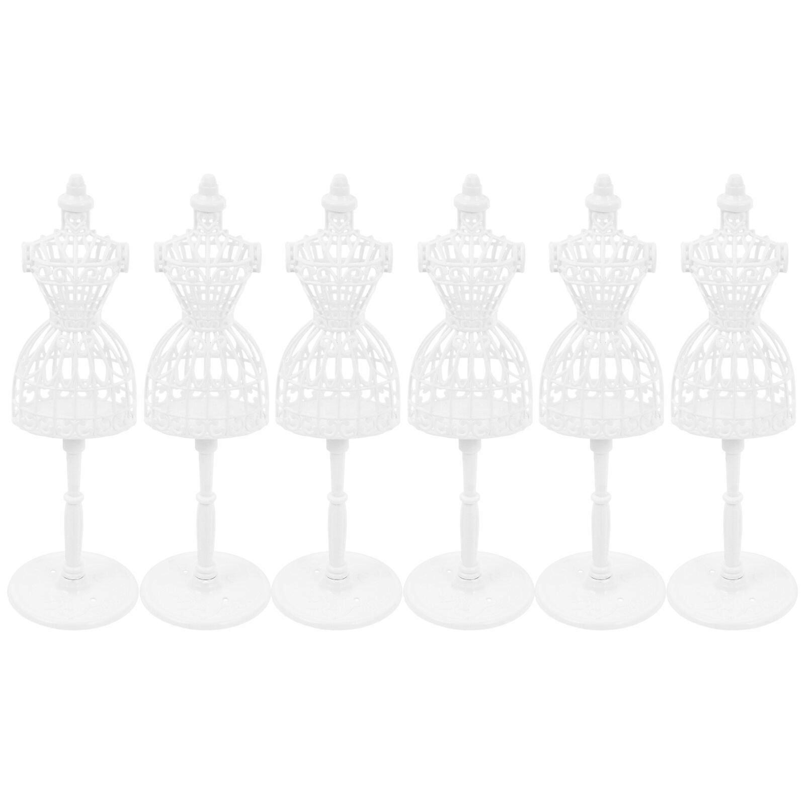 6PCS μίνι μανεκέν πρότυπο κούκλα φόρεμα φόρεμα κοίλη υποστήριξη επίδειξης