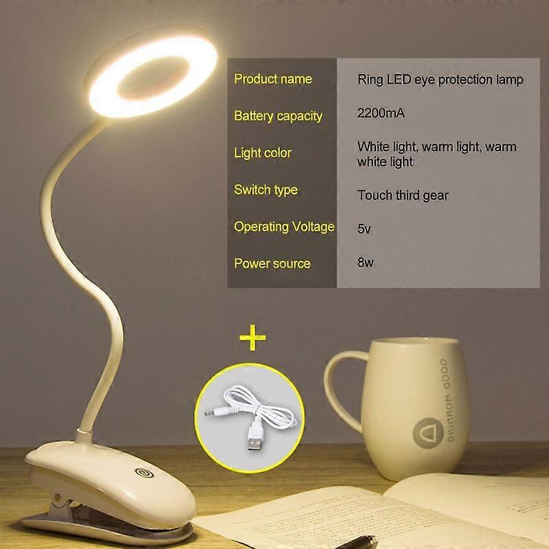Wireless Touch LED Lamp with Flexible Clamp for Reading Table, Eye Protection, USB Rechargeable