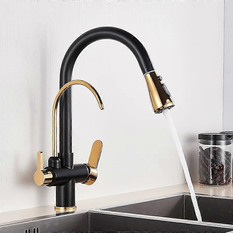 Uythner Water Filter Faucet kitchen faucets Dual Handle Filter faucet Mixer 360 Degree rotation Water Purification Feature Taps