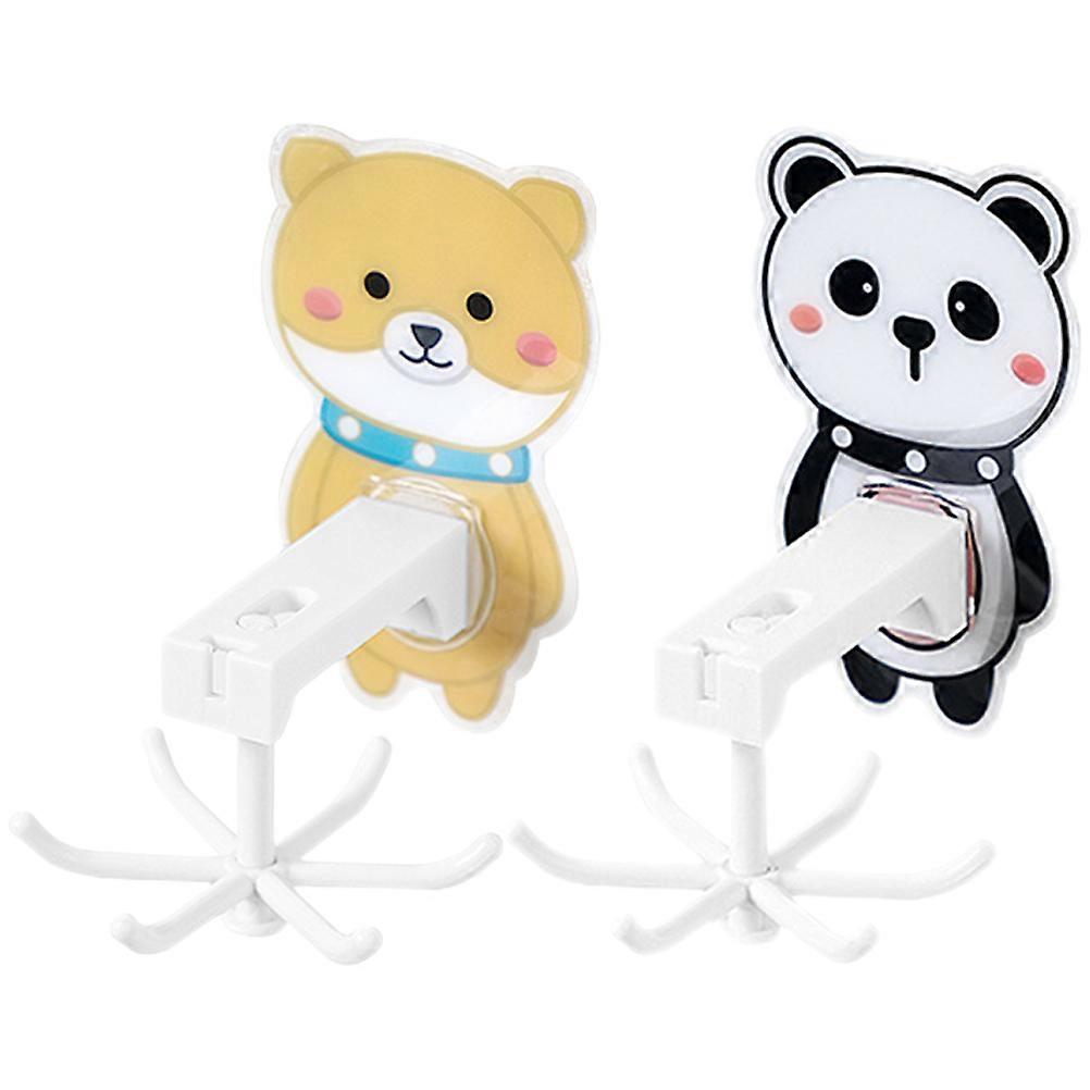 2pcs Rotating Hook Rotating Folding Hook 6-claw Kitchen Hook Cartoon Wall Hook