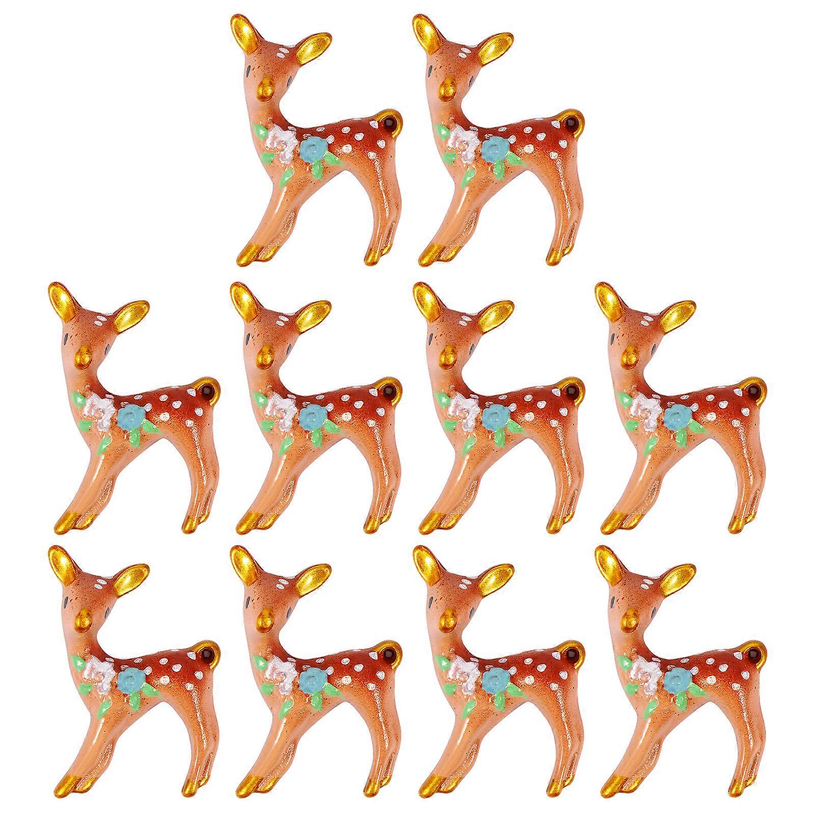 10pcs Three-dimensional Deer Adornments Resin Micro Landscape Decorations