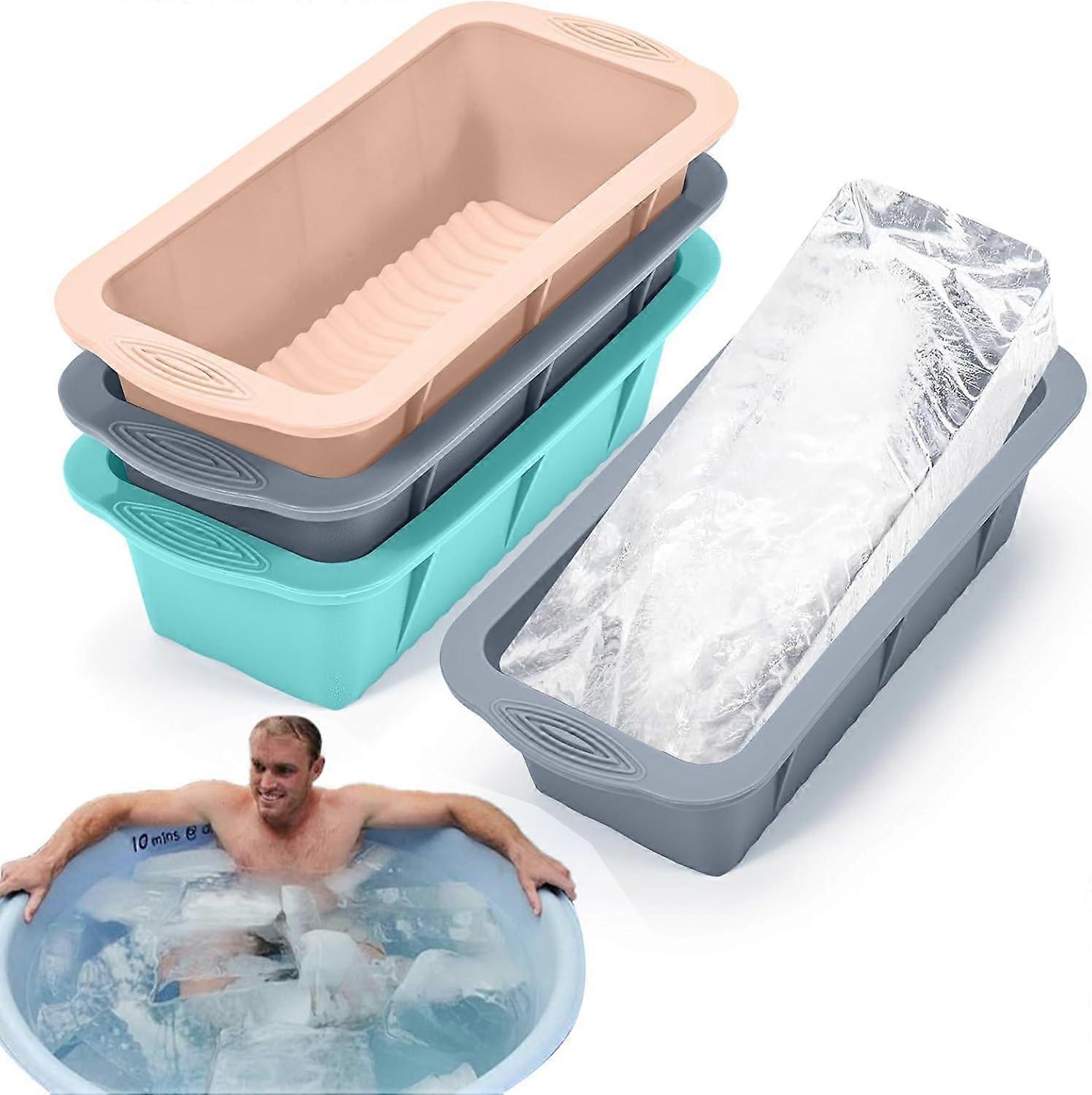 3 Pcs Large Ice Cube Tray, Big Ice Cube Moulds for Freezer, Easy Release Reusable Giant Trays Making 3.3 lbs Ice Cubes for Ice Bath Cold Plunge Tub