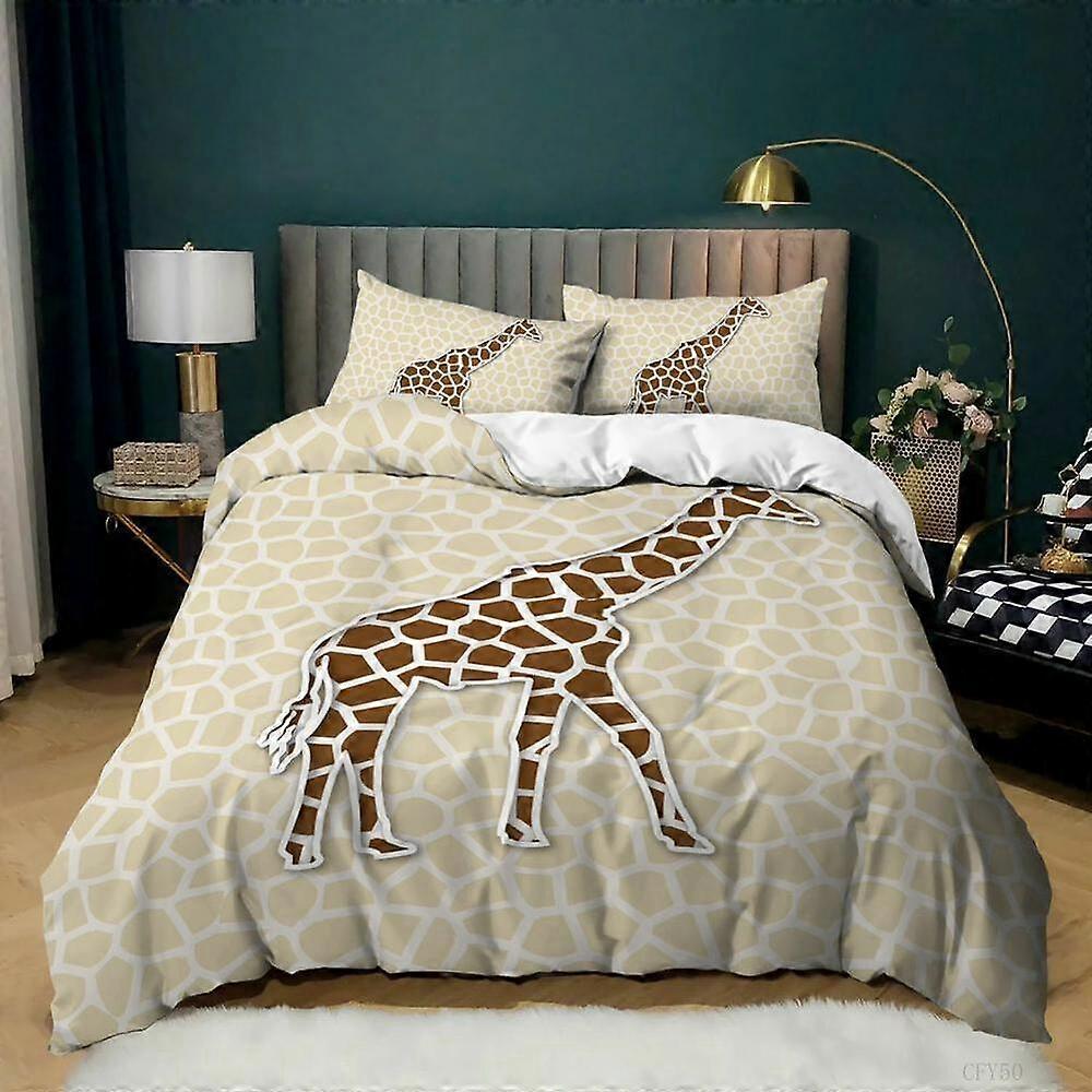 v5368 Lençóis Girafa Impresso Presente Capa de Edredão Conjunto Fronha Colcha Lençóis IU5368