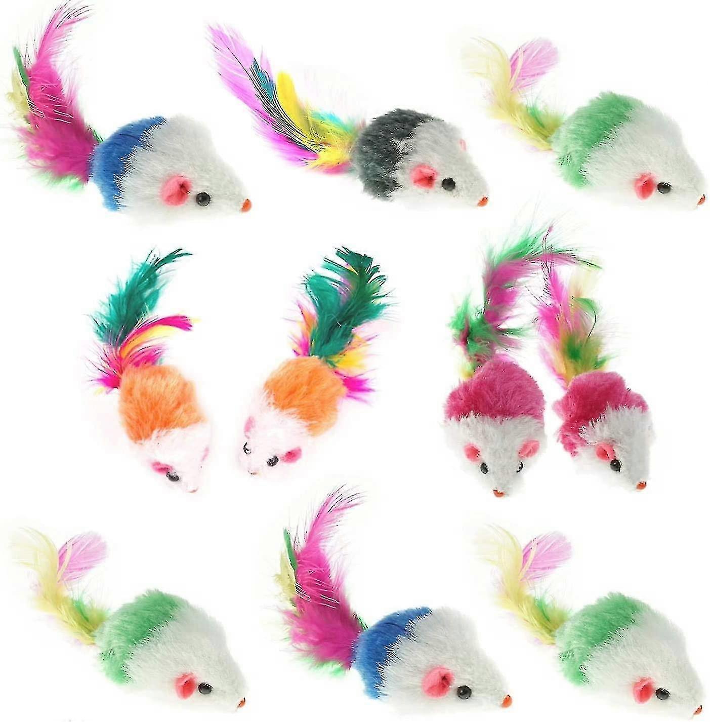 Furry Pet Cat Toys Mice, Cat Toy Mouse, Pet Toys For Cats, Cat Catcher For Feather Tails, 10 Countingcolor Random