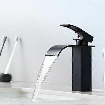 Auralum Mitigeur Robinet de Lavabo Cascade Noir Moderne Mitigeur Robinet Salle Bain pour Vasque Poser Robinetterie Convient pour un Lavabo Encastr