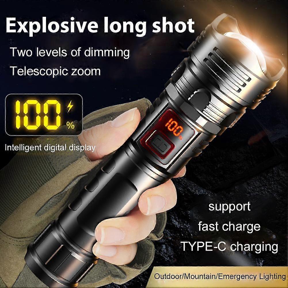 LED Super Bright Portable Flashlight Zoomable Tactical Torch Rechargeable Lamps