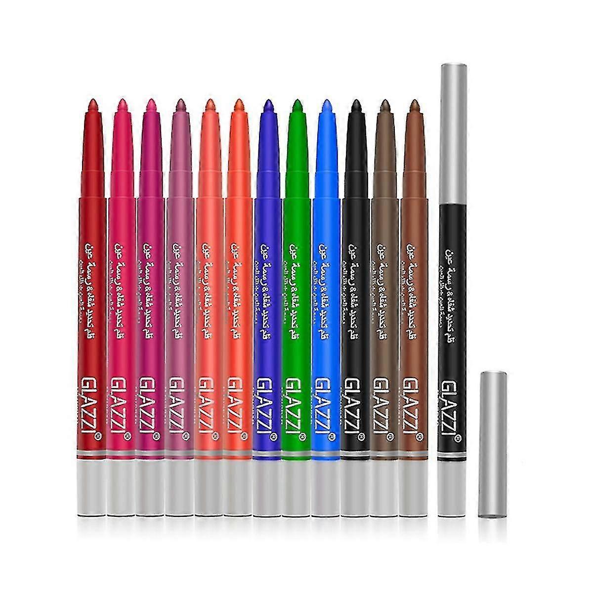 Wasserdichter Regenbogen Bunter flüssiger Eyeliner-Stift Weiß Rosa 12-Farben-Eyeliner-Stift Langlebig