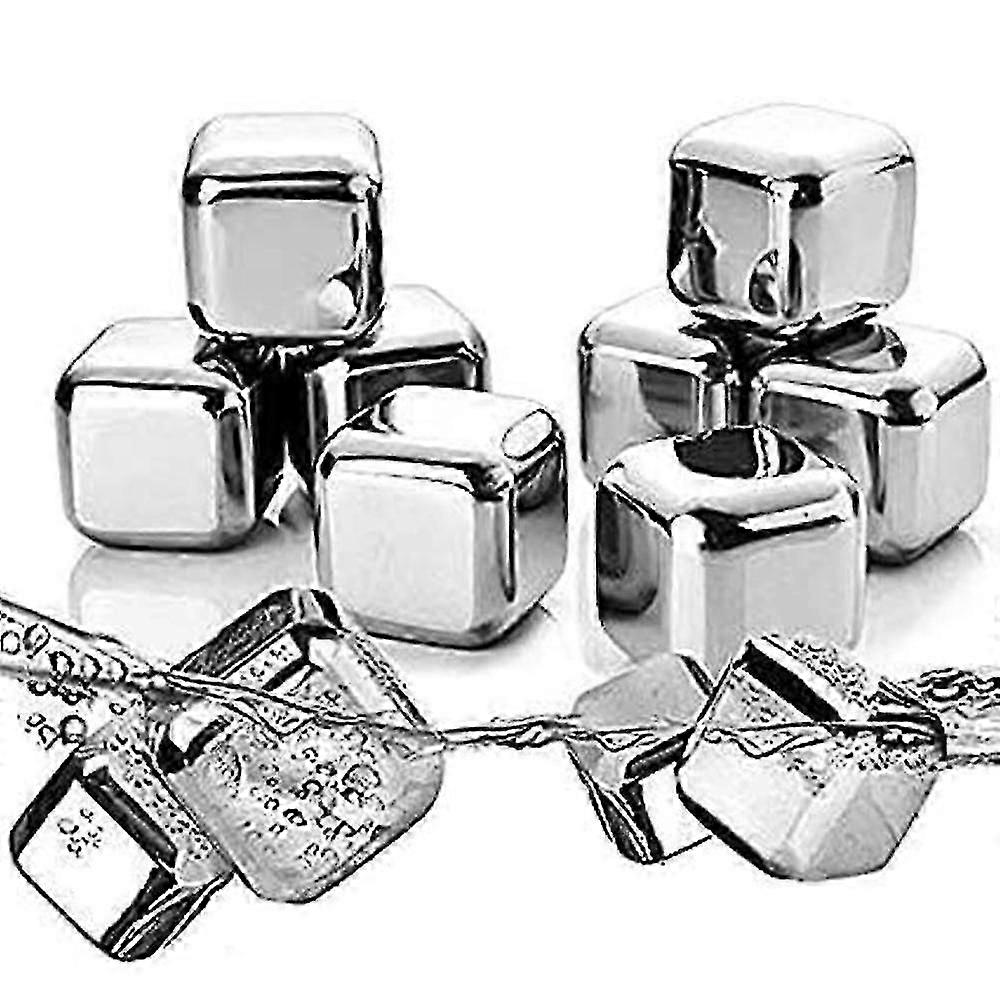 10pcs Stainless Steel Whisky Stones Ice Cubes,reusable Chilling Stone For Whiskey Wine,keep Your Drink Cold Longer, Bar Tools