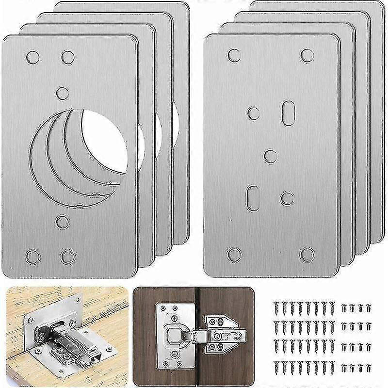 لوحة إصلاح مفصلي للخزانة مع فتحة ، 8 قطع إصلاح بين قوسين لوحات سهلة التركيب مع 48 برغي ، طقم إصلاح مفصلي للخشب والأثاث والأرفف