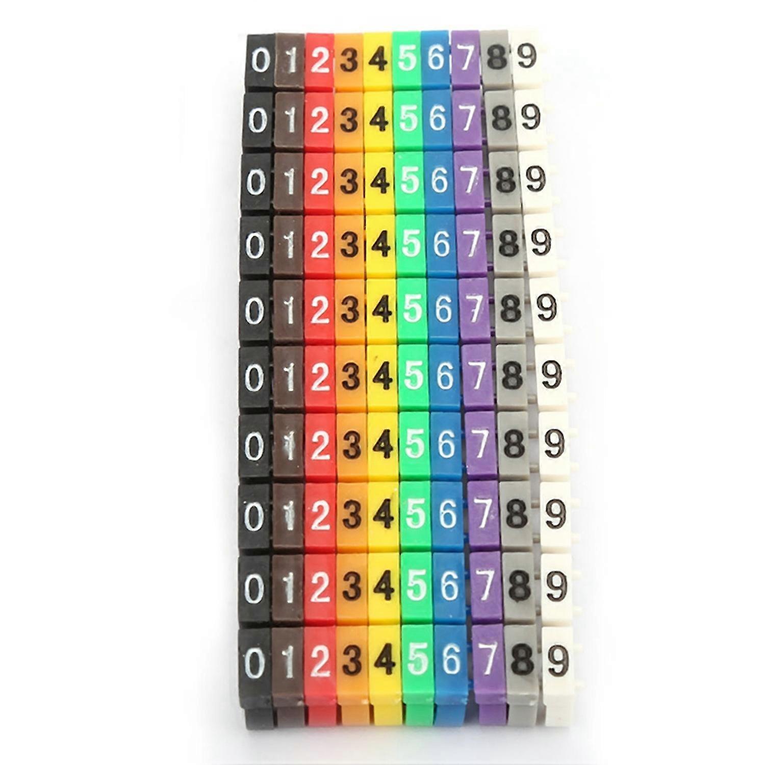 Digital Number Tube Wire Number Label Tube Cable Marker Colorful (100Pcs 4mm²)