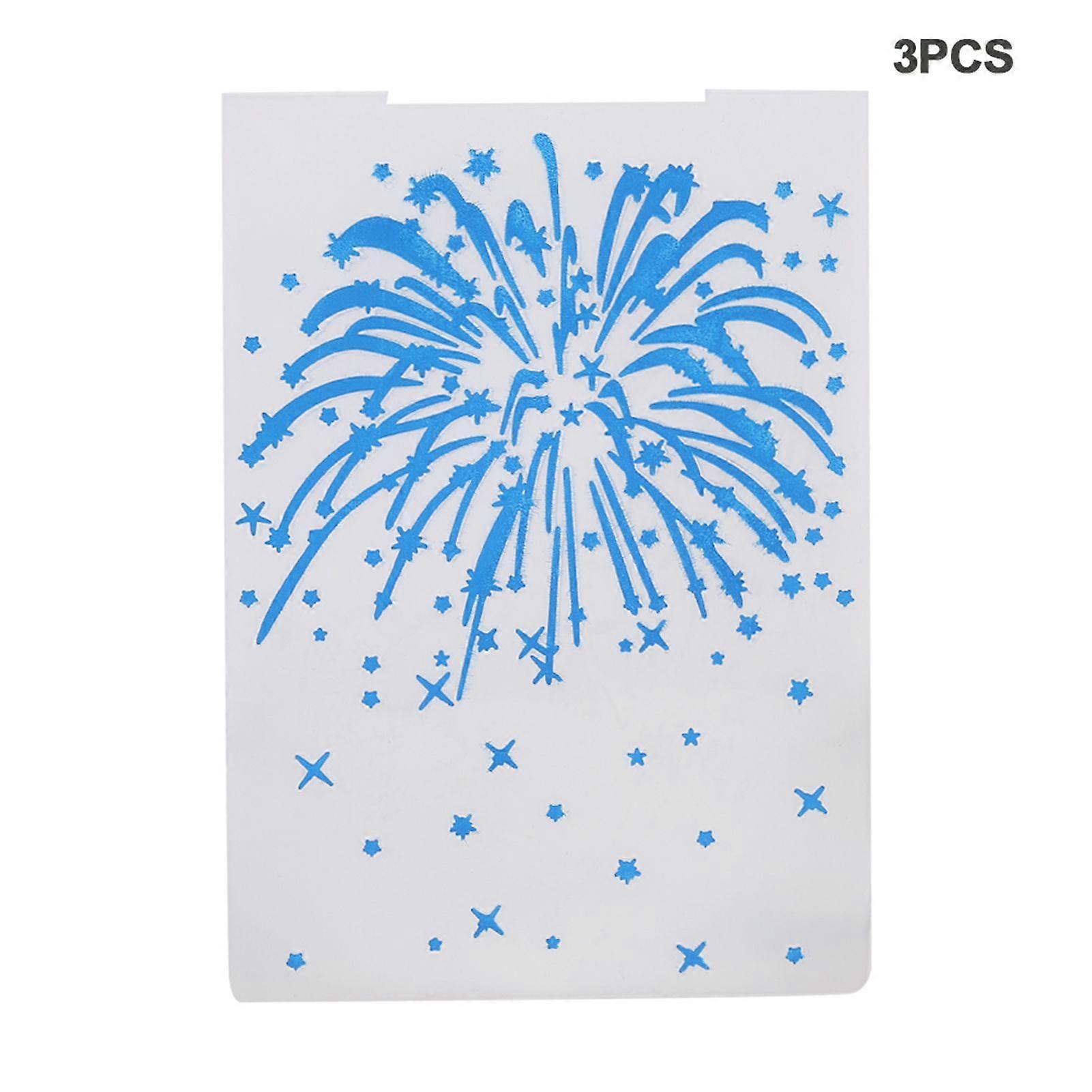 3pcs Embossing Template for DIY Craft Card Making Cake Decoration (Fireworks)
