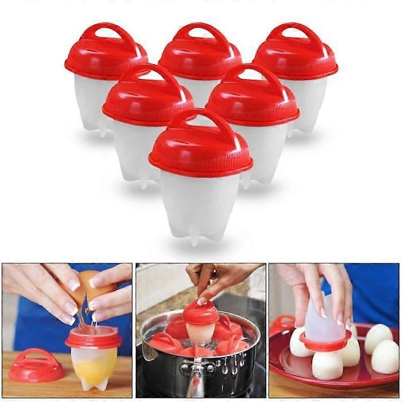 Egg Cooker - Egglettes - 6pcs - Non-Stick Silicone - BPA Free - Red