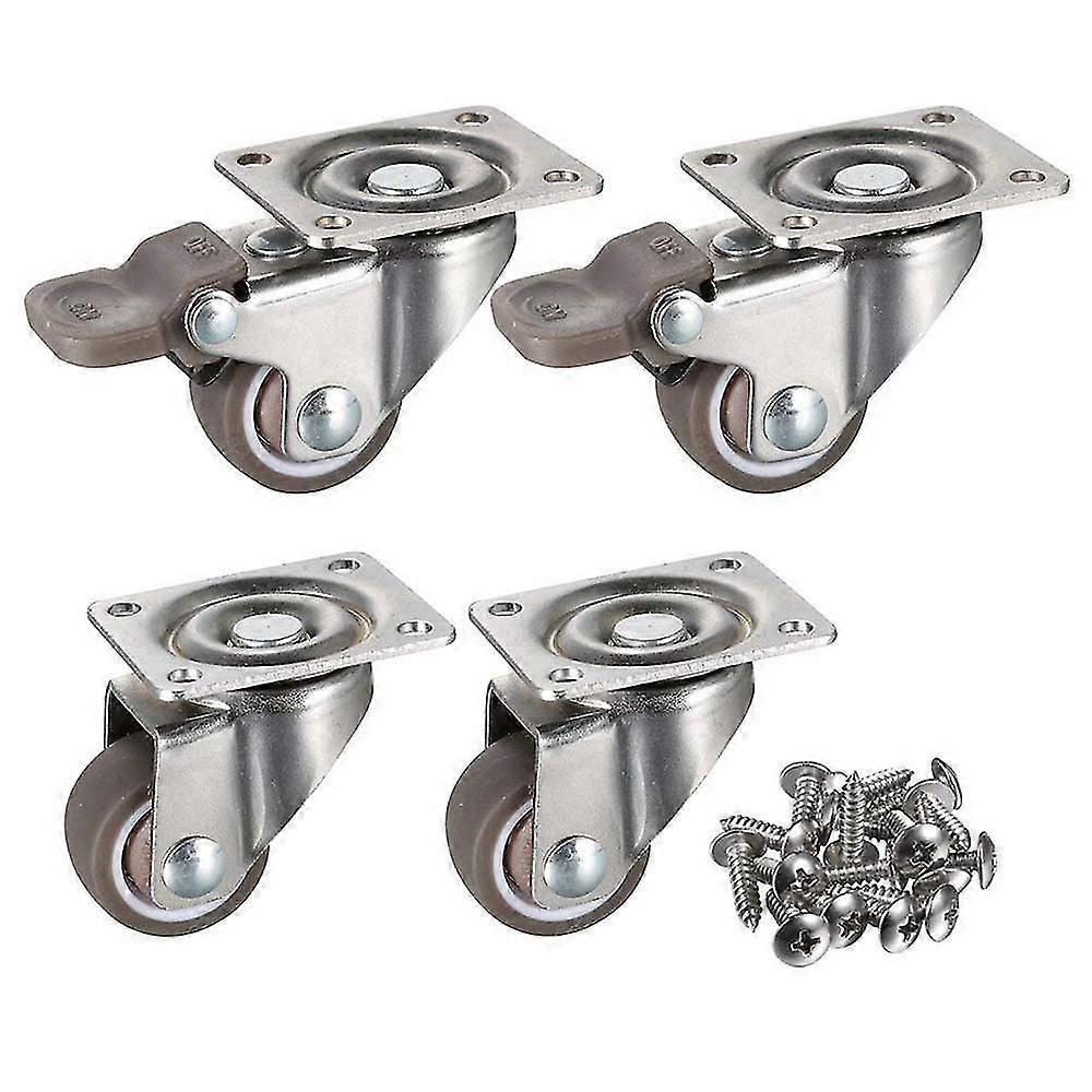 Low Profile Casters Wheels Soft Rubber Swivel Caster With 360 Degree Top Plate 100 Lb