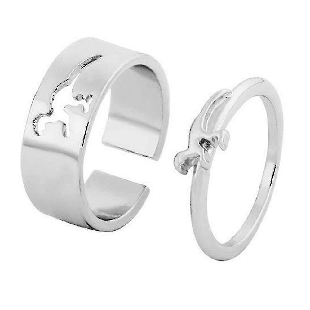 Alloy Plating Rings For Lovers, 2 Pcs Of Dinosaur Rings
