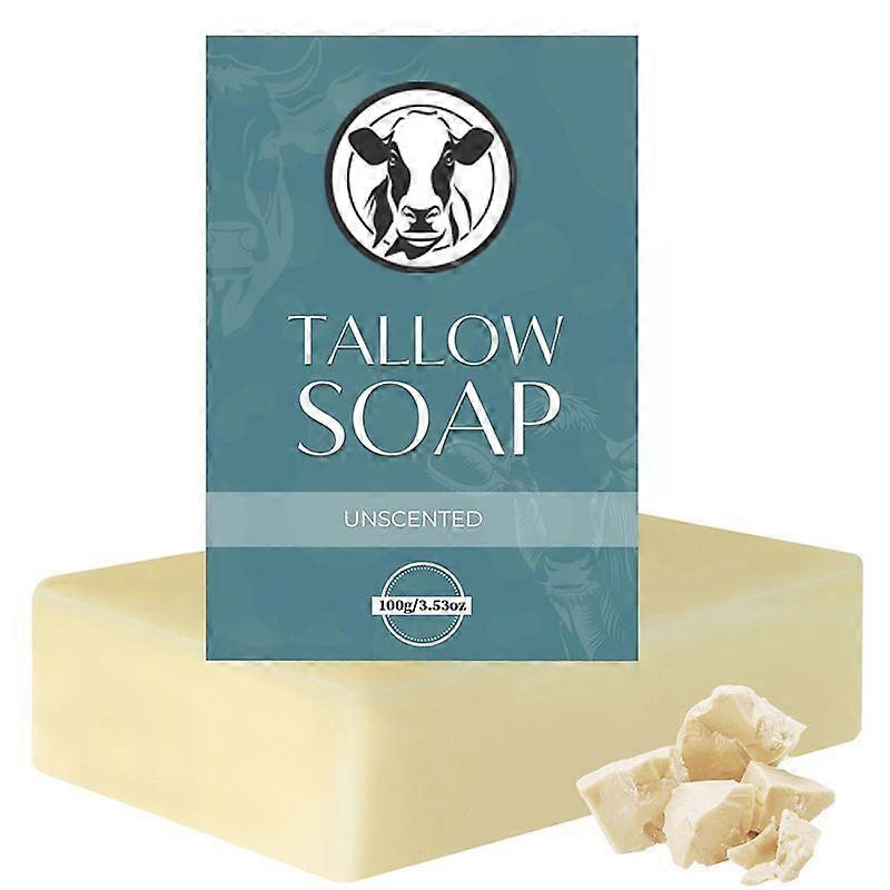 Beef Tallow Soap Bar, All Natural Tallow Soap Unscented, Moisturising Face Soap and Body Wash, Great for Dry, Itchy, Sensitive Skin