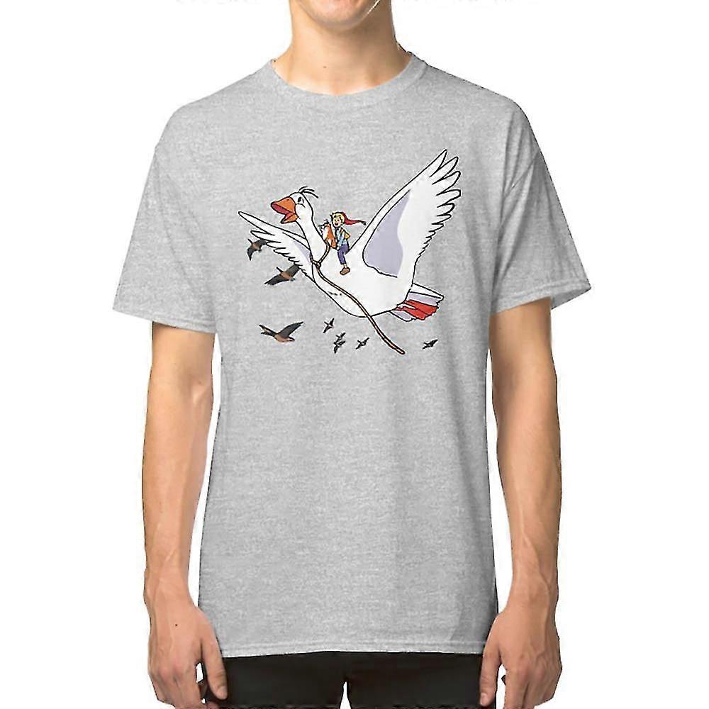 Nils Holgersson liba, háttérszínű pólóval