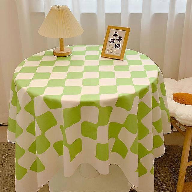 Checkerboard Round Tablecloth Ins Nordic Wind Light Luxury Advanced Sense Table Fabric Tea Table Mat Student Book Tablecloth