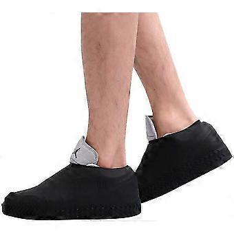 Waterproof Silicone Shoe Cover,Reusable Non Slip Rubber Rain Shoe Cover Unisex Shoe Protectors Outdoor with Non-slip Sole for Rainy and Snowy(Large bl