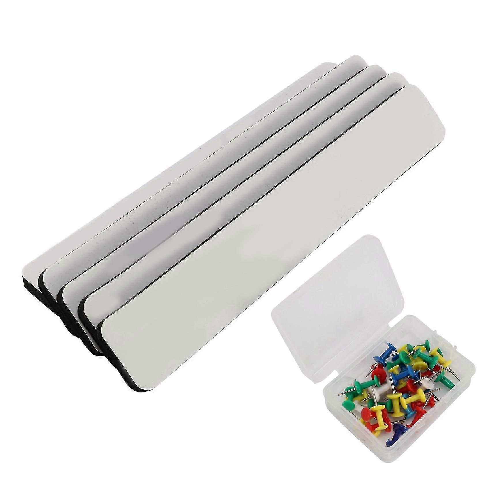 Combo Bulletin Board Strips - 5 Black Self Adhesive Backing Magnetic Metal Felt Push Pin Bars,Home